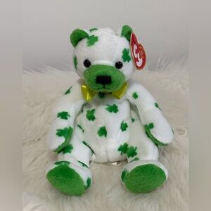 Ty Clover 🍀 Shamrock Bear - White and Green 2001
